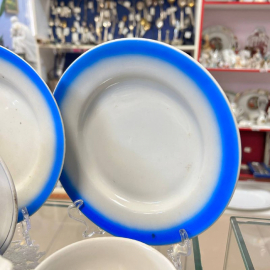 Чайный сервиз "Горох" на голубом крытье. Туймазинский ФЗ. Фарфор, крытье, окантовка. Цена  за 20пр. Картинка 8