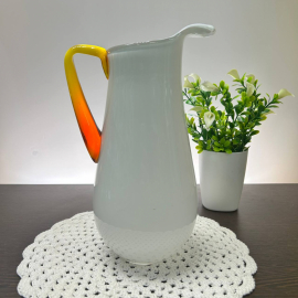 Кувшин для холодных напитков. Молочное и цветное стекло. Редкий!