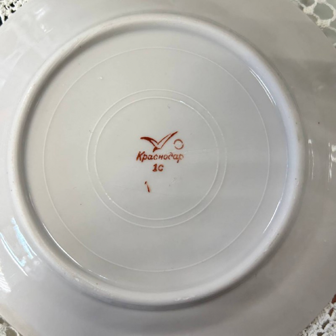 Тарелки пирожковые ФФЗ Чайка. Фарфор, цветочная деколь, позолота.  Цена за 4шт. Картинка 6