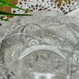 Пепельница  круглая их качественного и массивного хрусталя, винтаж, СССР. Картинка 3
