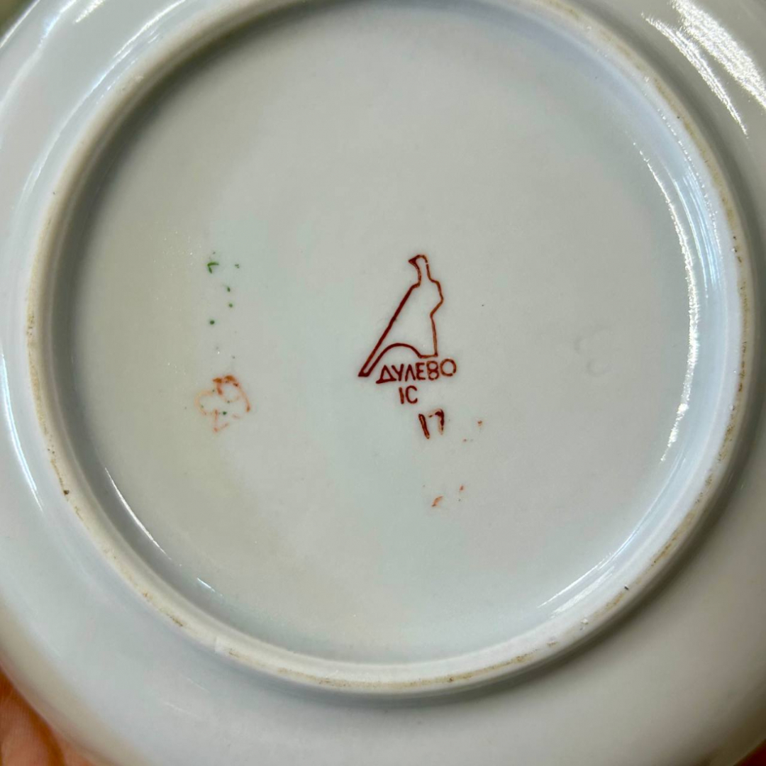 Чайный сервиз цветочным декором, Дулевский ФЗ, форма Колечко А.Гузанов. Цена за 15пр. Картинка 7