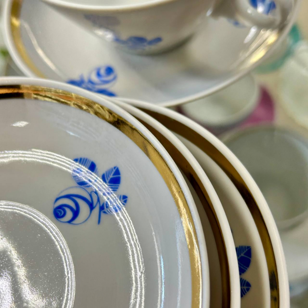 Чайный сервиз цветочным декором, Дулевский ФЗ, форма Колечко А.Гузанов. Цена за 15пр. Картинка 8