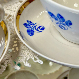 Чайный сервиз цветочным декором, Дулевский ФЗ, форма Колечко А.Гузанов. Цена за 15пр. Картинка 3