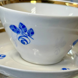 Чайный сервиз цветочным декором, Дулевский ФЗ, форма Колечко А.Гузанов. Цена за 15пр. Картинка 4