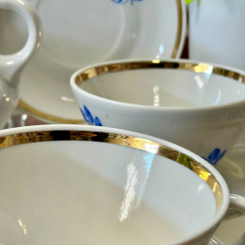 Чайный сервиз цветочным декором, Дулевский ФЗ, форма Колечко А.Гузанов. Цена за 15пр. Картинка 5