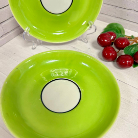 Блюдце Тернопольского ФЗ 1966-1974гг. Фарфор, зеленое крытье, черная отводка. Винтаж. Цена за 1шт. Картинка 2