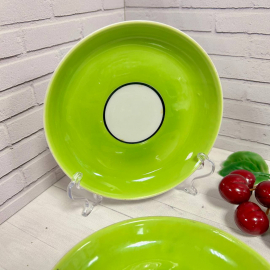 Блюдце Тернопольского ФЗ 1966-1974гг. Фарфор, зеленое крытье, черная отводка. Винтаж. Цена за 1шт. Картинка 3