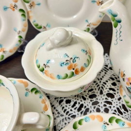 Чайный сервиз Семикаракорская керамика. Фаянск, ручная роспись. Подпись авторов. Россия Цена за 14пр. Картинка 2