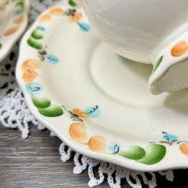 Чайный сервиз Семикаракорская керамика. Фаянск, ручная роспись. Подпись авторов. Россия Цена за 14пр. Картинка 5