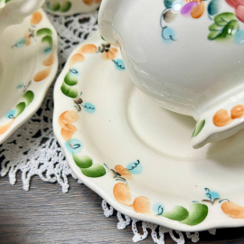 Чайный сервиз Семикаракорская керамика. Фаянск, ручная роспись. Подпись авторов. Россия Цена за 14пр. Картинка 6