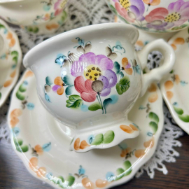 Чайный сервиз Семикаракорская керамика. Фаянск, ручная роспись. Подпись авторов. Россия Цена за 14пр. Картинка 7