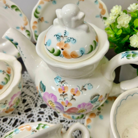 Чайный сервиз Семикаракорская керамика. Фаянск, ручная роспись. Подпись авторов. Россия Цена за 14пр. Картинка 9