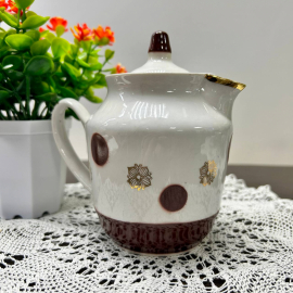 Сливочник/молочник  с крышкой Городницкий ФЗ 1970-2000гг. Фарфор, деколь, позолота