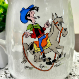 Кувшин Барановский ФЗ  1970-1991гг. Фарфор, цветная деколь, детские мотивы. Винтаж, СССР. Картинка 2