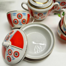 Чайный сервиз Полонский ФЗ 1960-70г. Фарфор, ручная роспись, позолота. Винтаж, СССР.. Картинка 9