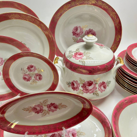 Столовый сервиз "Розы"Eisenberg Special Porcelain ГДР 1970-е. Фарфор, деколь, позолота. Цена за 26пр