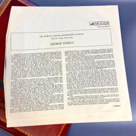 Пластинка "Джордже Энеску скрипка" издательство: Мелодия архивные записи, 1980г. Винтаж. Картинка 3