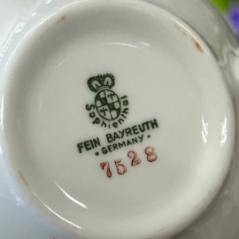 Чайная пара Fein Bayreutn Sophienthal Германия 1980-85г. Фарфор, деколь, позолота. Винтаж. Картинка 8