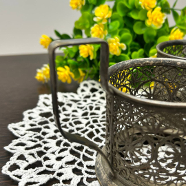 Подстаканник для стакана. Медь с серебрением, скань. Винтаж, СССР. Картинка 5