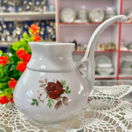 Молочник-турка с необычной ручкой Ереванский ФЗ 1960-80г. Фарфор, деколь, позолота