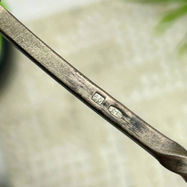 Сервировочная ложка с кольцами. Таллинн ПО "Ювээл", серебро 916пр. Маркировка, клеймо, вес 54,5г.. Картинка 7