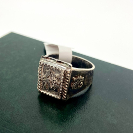 Кольцо печатка, серебро 960пр., вес 9.7г., размер 21. Клеймо. Китай.. Картинка 3