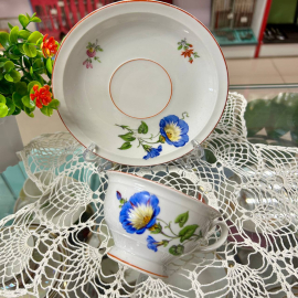 Чайная пара Meissen Германия. Фарфор, ручная роспись ав. Muller Jehmlich. Винтаж