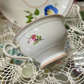 Чайная пара Meissen Германия. Фарфор, ручная роспись ав. Muller Jehmlich. Винтаж. Картинка 2