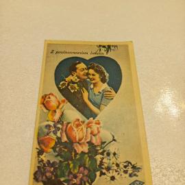 Открытка Сердце и розы 1 шт. Европа 1950-е годы