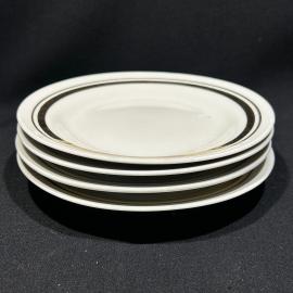 Набор десертных тарелок 4 штуки "Золотая лента", фарфор, позолота, Прокопьевский ФЗ, винтаж, СССР