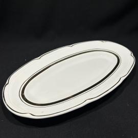 Блюдо овальное - селедочница "Золотая лента", ЗиК Конаково, фаянс, позолота, 18х31 см, винтаж, СССР