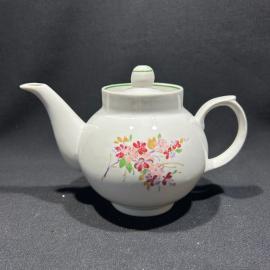 Чайник "Багульник", фарфор, деколь, Дулевский ФЗ, винтаж, 1995 год