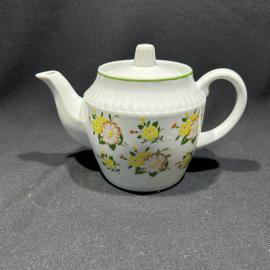Чайник "Цветы", фарфор, деколь, ДФЗ Вербилки, винтаж, СССР