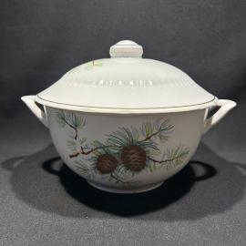 Супница "Шишки" Пролетарий фз, фарфор, деколь, позолота, винтаж, СССР