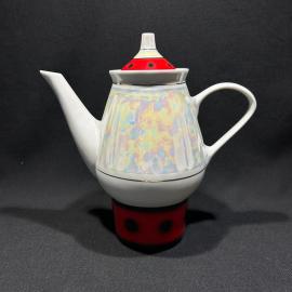 Чайник "Божья коровка", фарфор, роспись, позолота, Минский ФЗ, винтаж, СССР