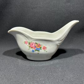 Соусник "Букет", фарфор, деколь, Дулевский ФЗ, винтаж, СССР