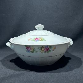 Супница "Букет" Корея времен СССР, фарфор, деколь, винтаж