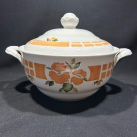 Супница "Розы", Чайка ФФЗ, фаянс, ручная роспись, винтаж, СССР