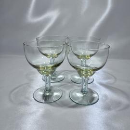 Набор ликерный фужеров 4 штуки "Цитрус", цветное стекло, винтаж, СССР