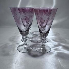 Набор бокалов / Фужеров  "Свадебные" 6 штук, цветное стекло, винтаж, СССР