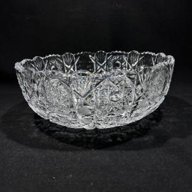 Ваза фруктовница "Снежинка", диаметр 25 см, Красный гигант, хрусталь, винтаж , СССР