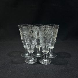 Набор рюмок лафитников 5 штук "Звезда", хрусталь, винтаж, СССР