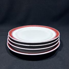 Набор пирожковых тарелок 4 штуки "Терракотовая лента" ЛФЗ, фарфор,  винтаж, СССР