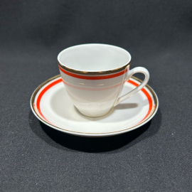 Кофейная пара "Ленты" фарфор, позолота, Чехословакия, Богемия , винтаж