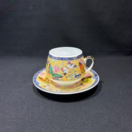 Кофейная пара "Бабочки", фарфор, деколь, позолота, Япония, винтаж