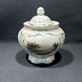 Сахарница "Лунная дорога", Дулевский ФЗ, фарфор, деколь, позолота, винтаж, 2001 год