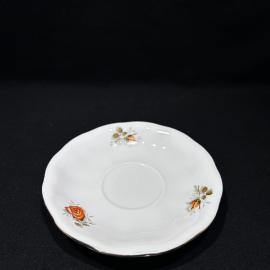 Блюдце чайное "Оранжевая роза", фарфор, деколь, позолота, Польша, Каролина, винтаж