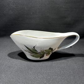 Соусник "Бутон", фарфор, деколь, позолота, Дулевский ФЗ, винтаж, СССР