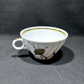 Чайная чашка, кружка, "Золотая осень", Дулевский ФЗ, фарфор, позолота, роспись, 1966 г, винтаж, СССР