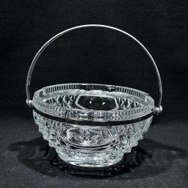 Ваза конфетница "Ведерко №3", хрусталь, металл, винтаж, СССР